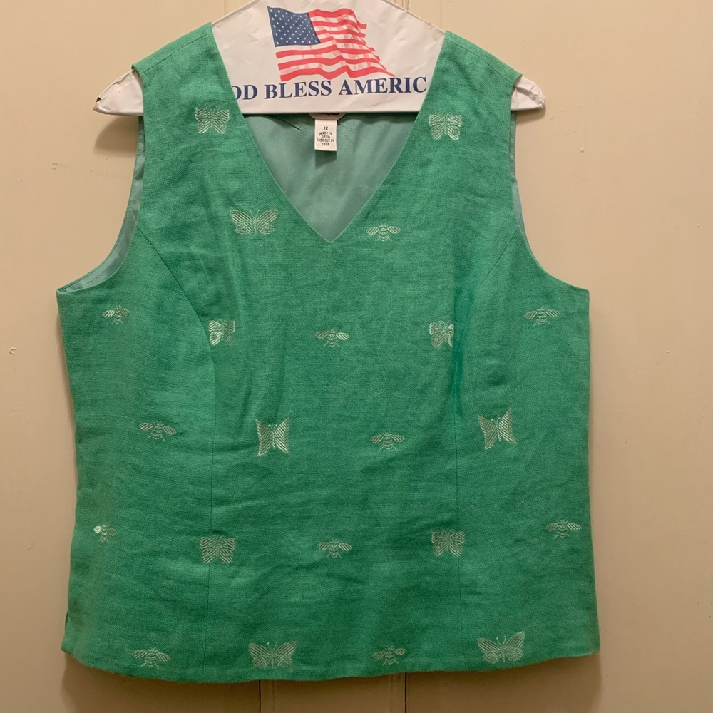 Talbots Irish Linen Embroidered Top